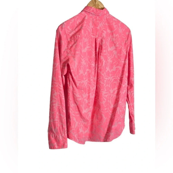 J Crew | Boy Top Button Up Floral Neon Pink Gray Tropical Pocket - Picture 5 of 7